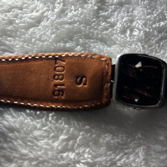 Vintage 1996 Brighton Brown Embossed Leather Belt Sz S Silver Metal Edges Buckle - Picture 7 of 15